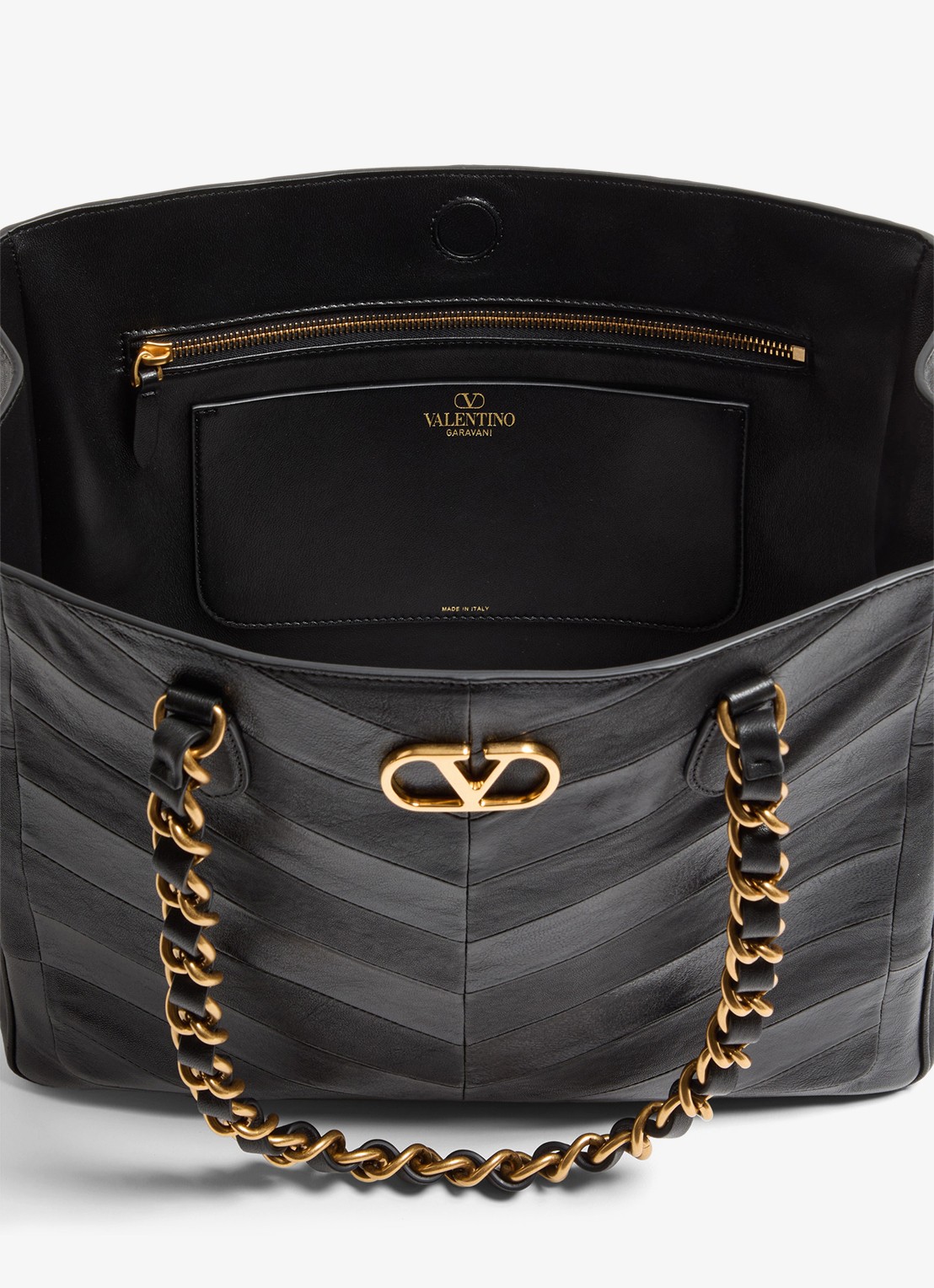 Valentino Garavani Shopper van lamsleer - detail 4 zwart