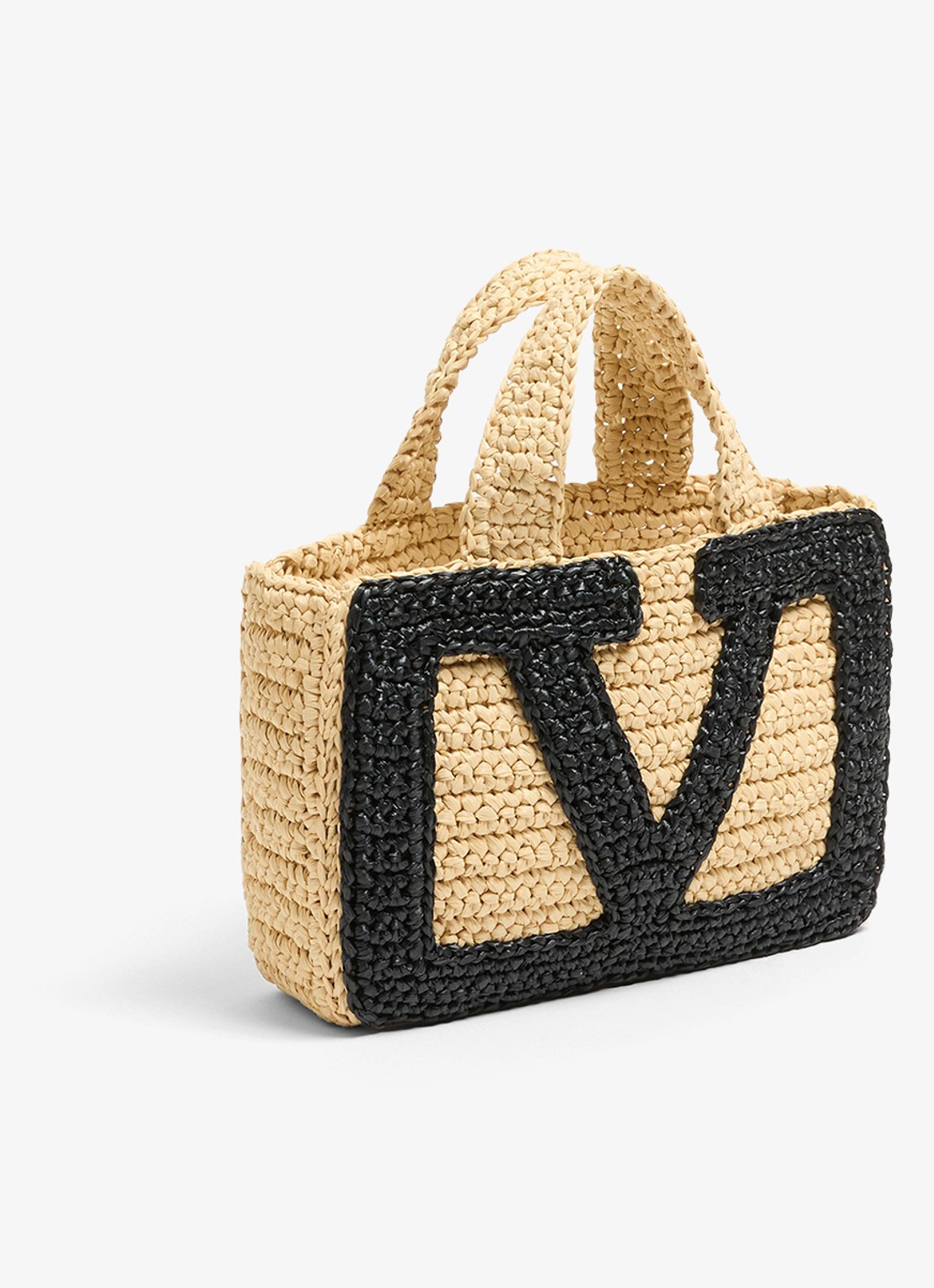 Valentino Garavani Shopper van raffia - voorkant 5 beige