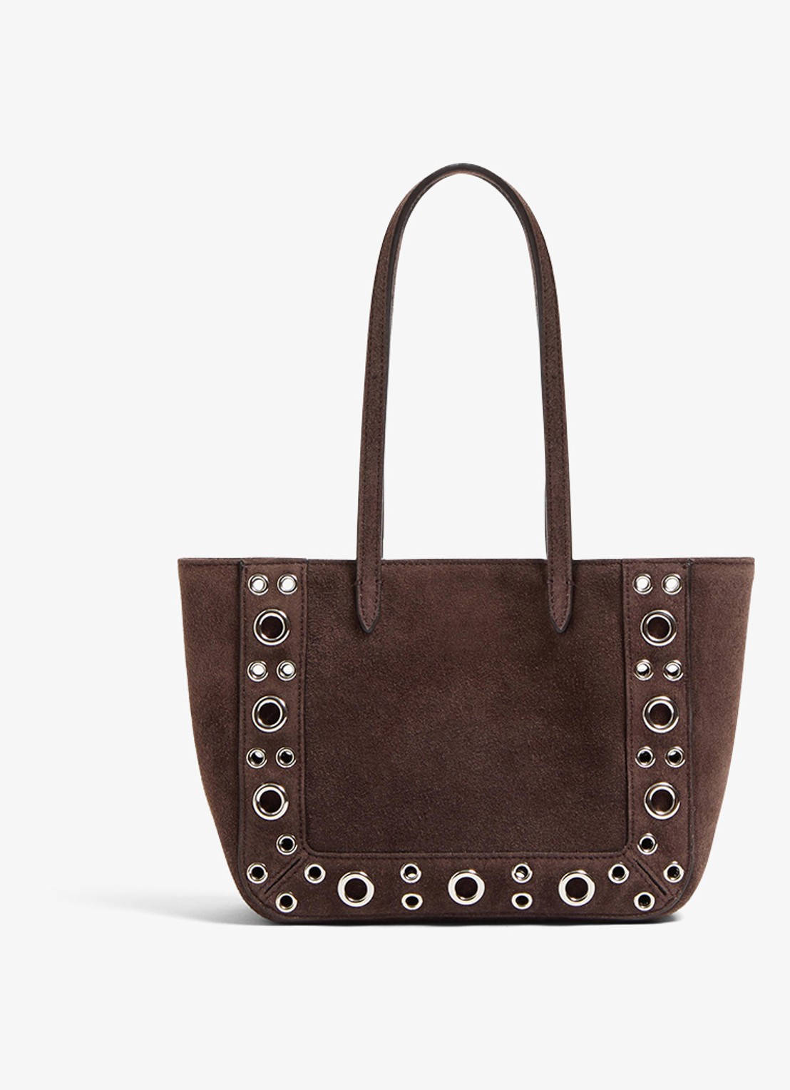 Valentino Garavani Shopper van suède met kralendecoratie - achterkant 5 donkerbruin
