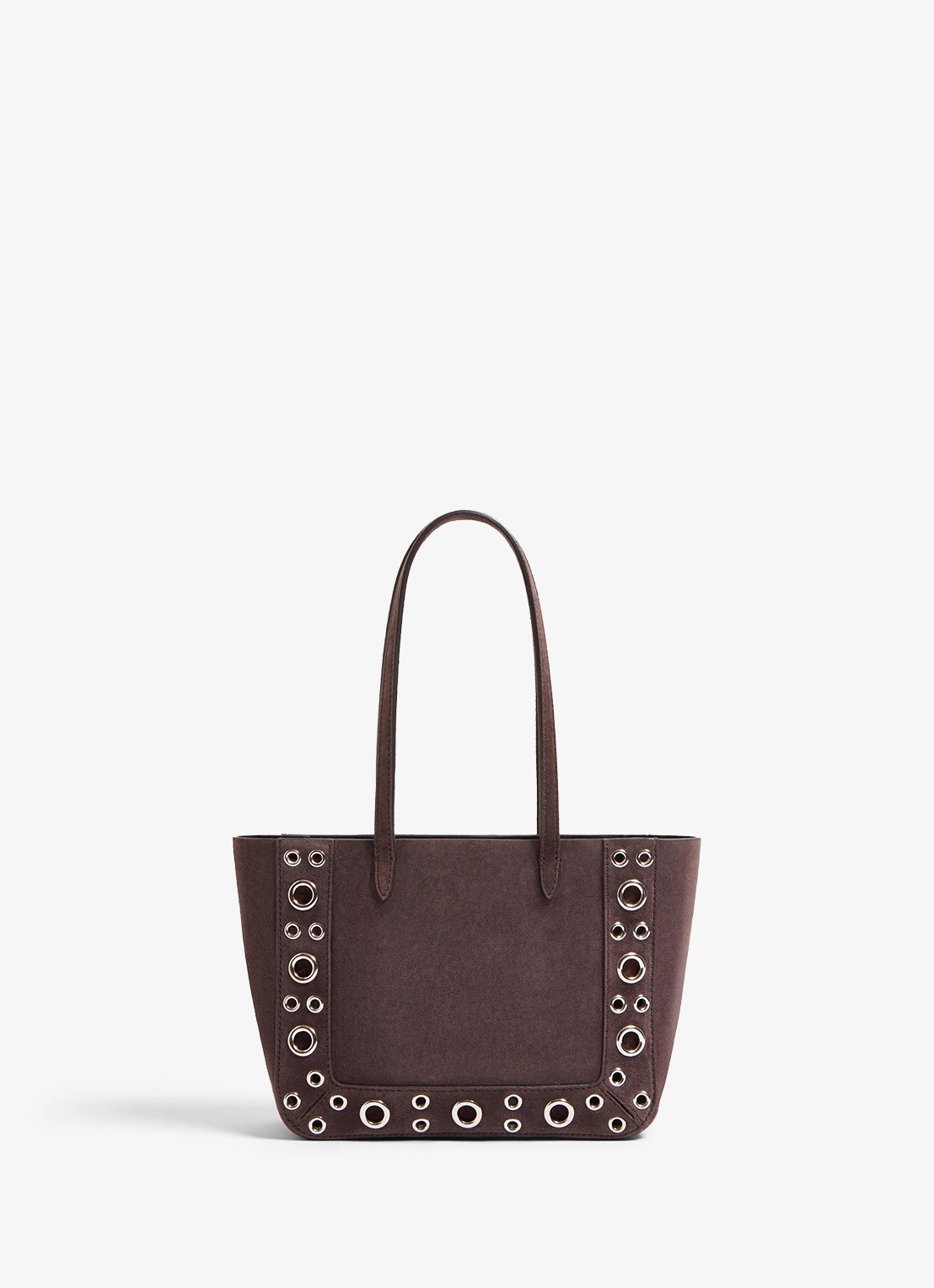 Valentino Garavani Shopper van suède met studs - achterkant 6 donkerbruin