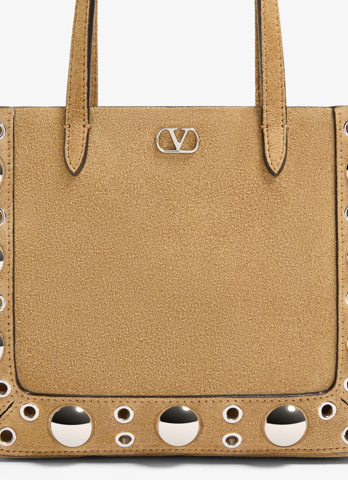 Valentino Garavani Shopper van suède met studs - detail 2 beige