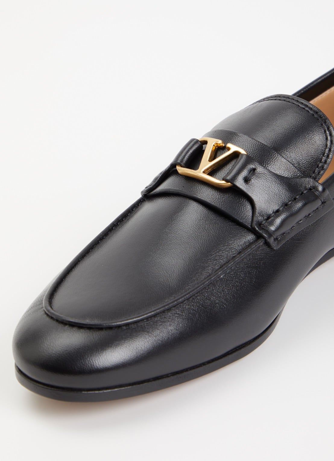 Valentino Garavani Signature loafer van leer met logo - detail 3 zwart