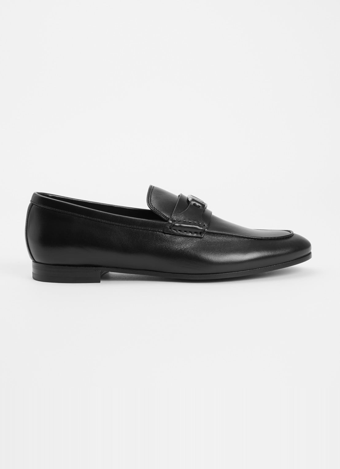 Valentino Garavani Signature loafer van leer met logo - voorkant 4 zwart