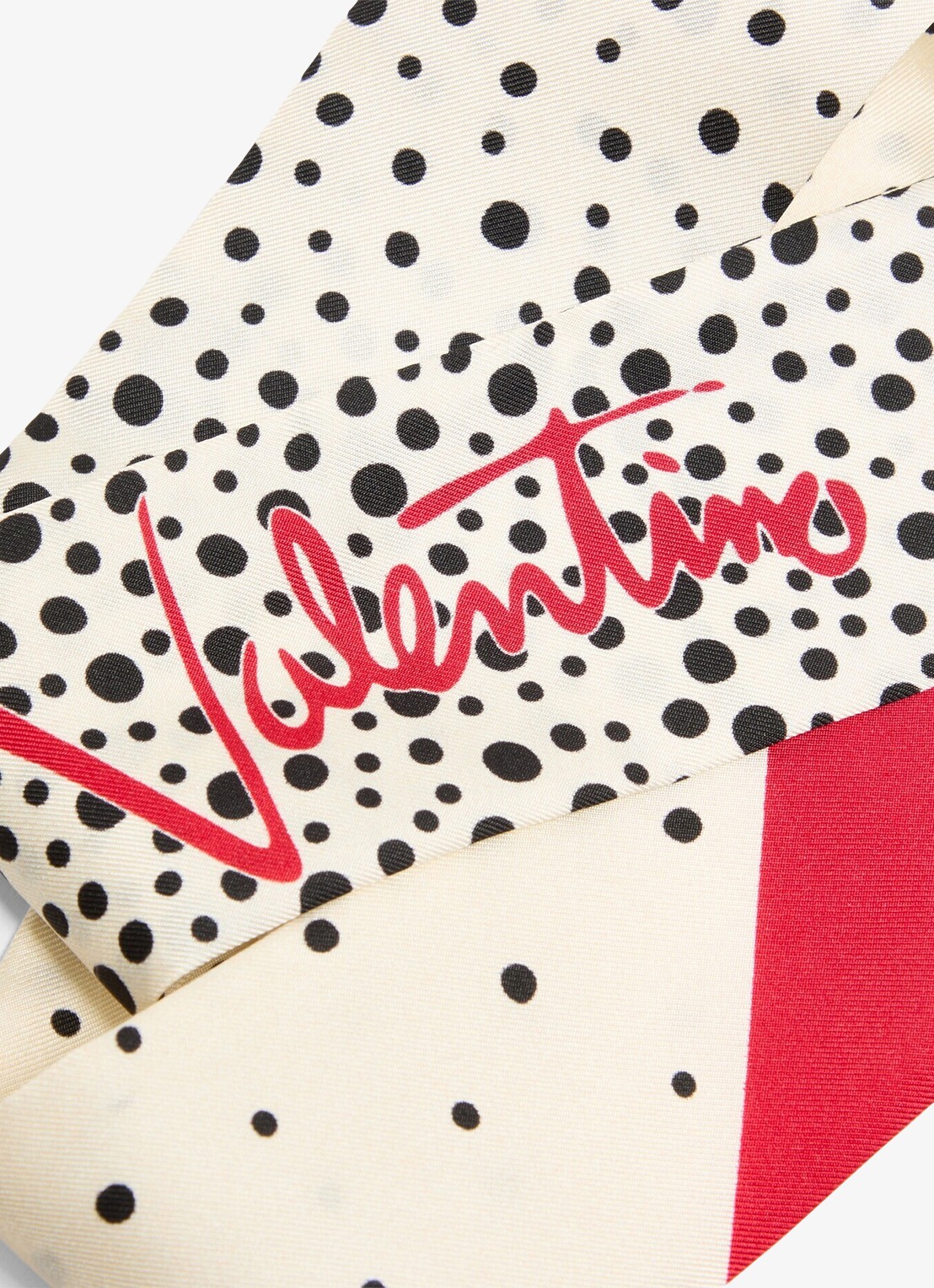 Valentino Garavani Sjaal met logo 120 x 6 cm - detail gebroken wit