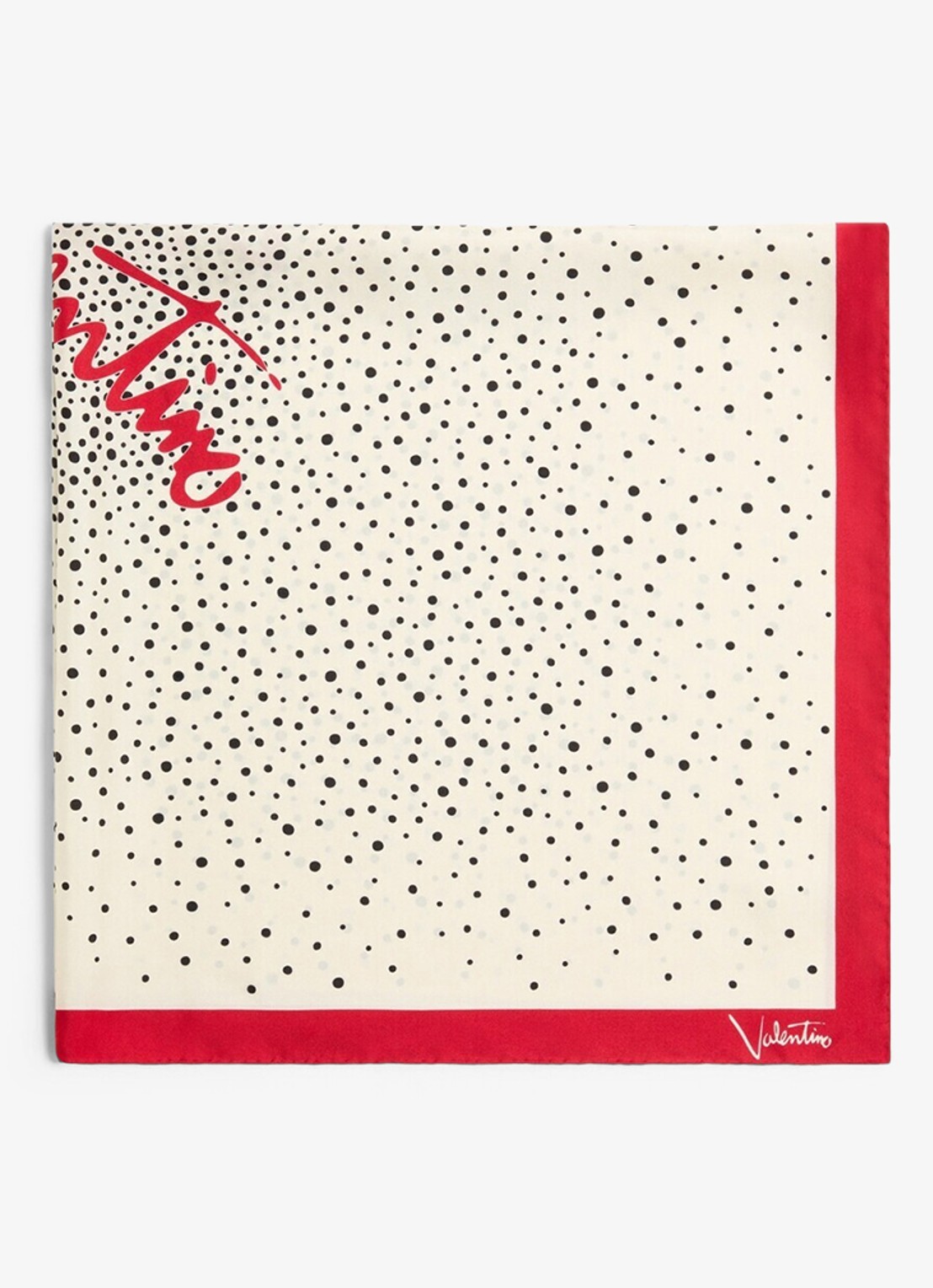 Valentino Garavani Sjaal met logo 90 x 90 cm - voorkant 3 gebroken wit