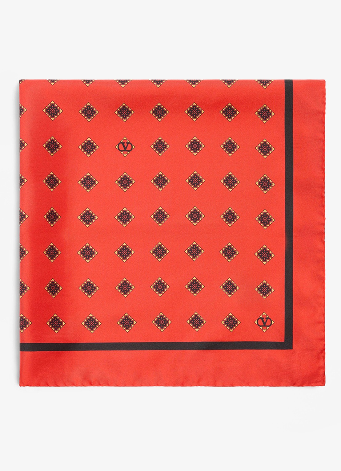 Valentino Garavani Sjaal van zijde met print 60 x 60 cm - voorkant rood