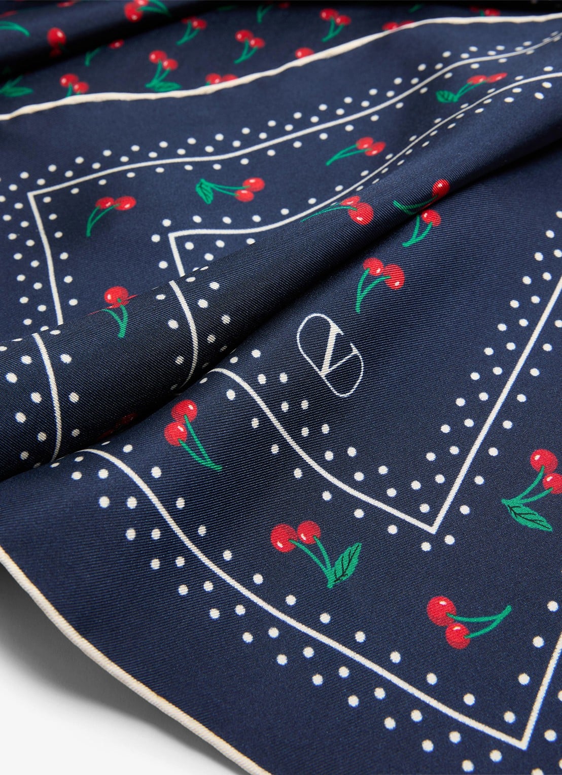 Valentino Garavani Sjaal van zijde met print 70 x 70 cm - detail 3 donkerblauw