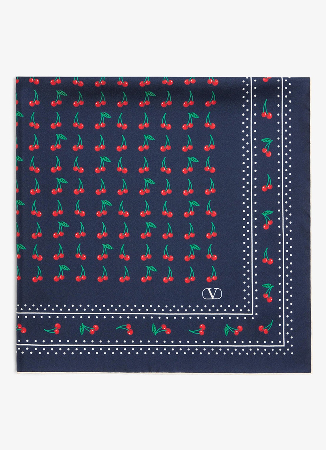 Valentino Garavani Sjaal van zijde met print 70 x 70 cm - voorkant donkerblauw