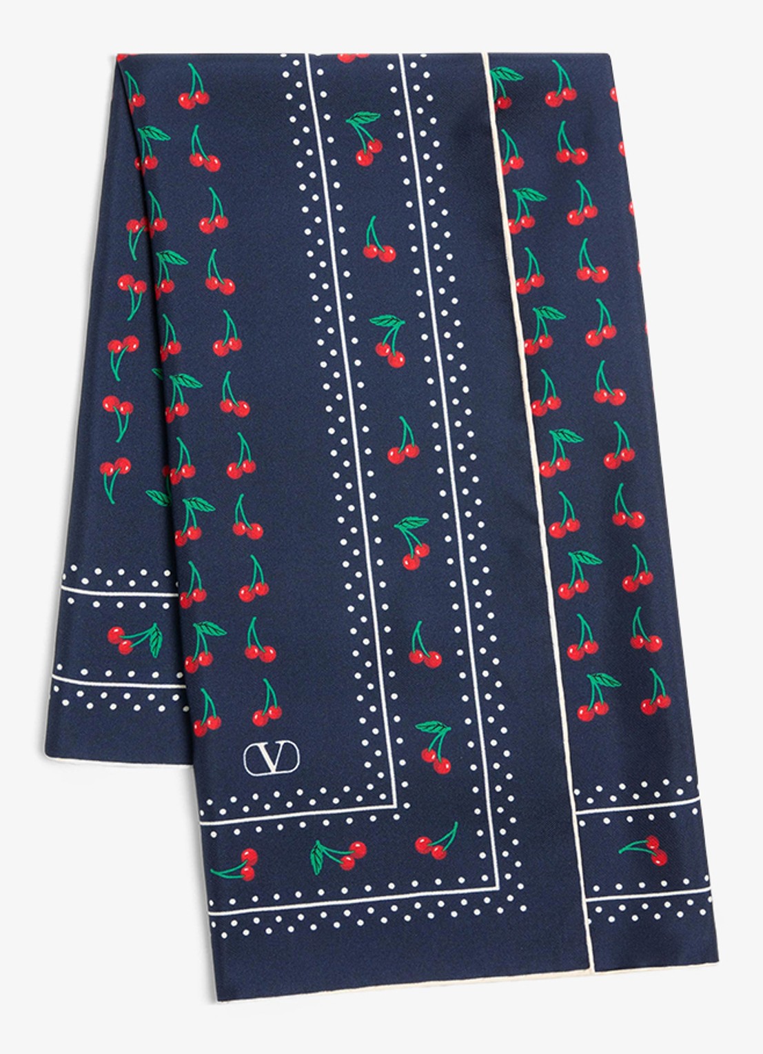 Valentino Garavani Sjaal van zijde met print 70 x 70 cm - voorkant 2 donkerblauw
