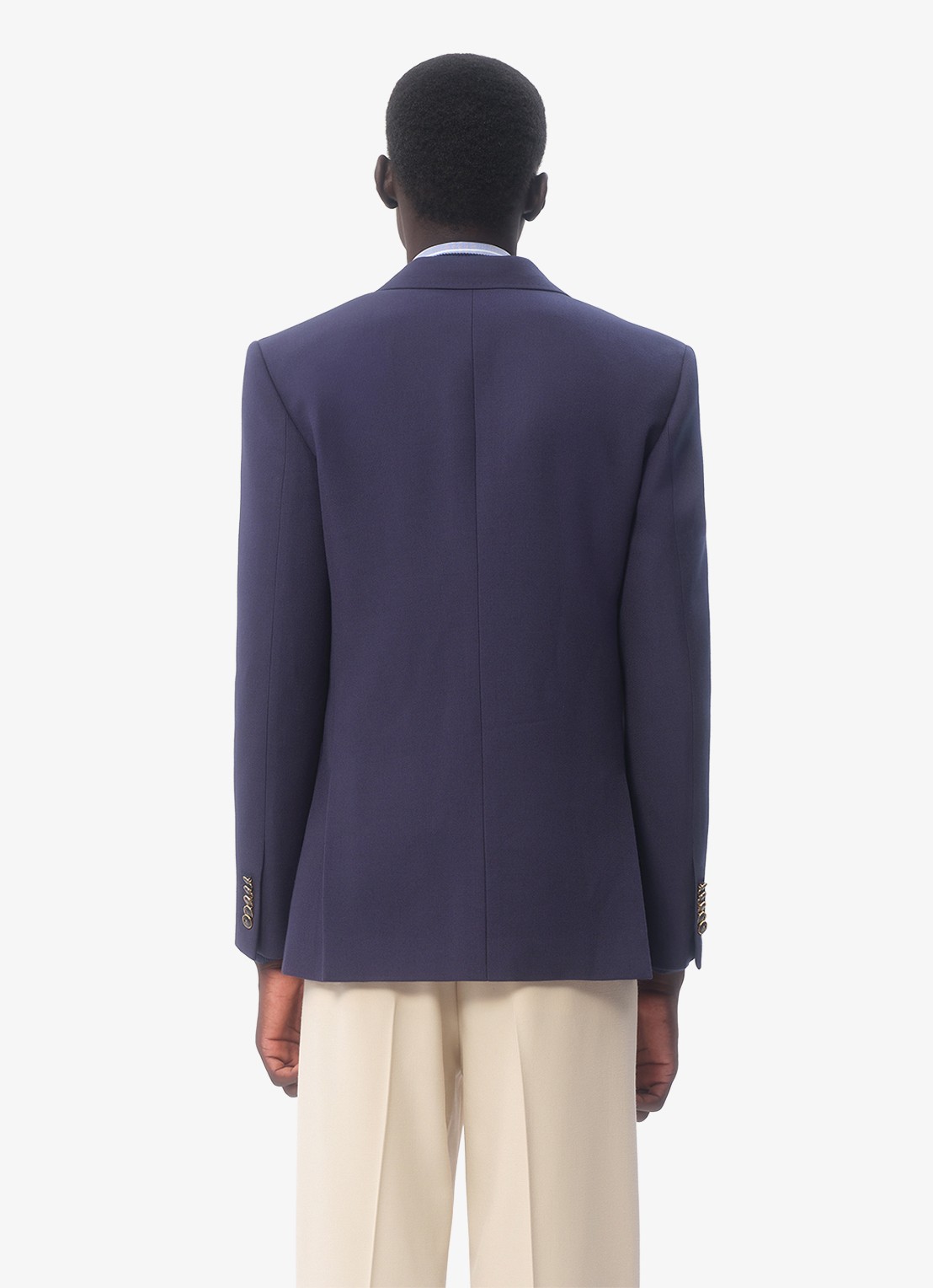 Valentino Garavani Slim fit colbert van scheerwol met opgestikte zakken - achterkant 8 donkerblauw