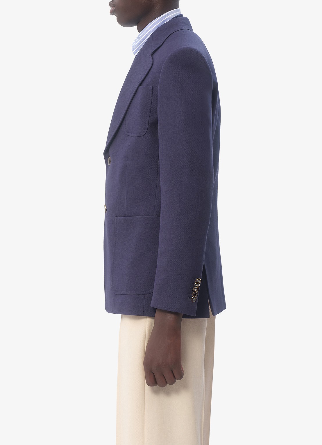 Valentino Garavani Slim fit colbert van scheerwol met opgestikte zakken - detail 2 donkerblauw