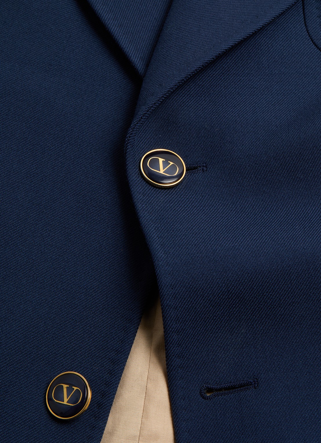 Valentino Garavani Slim fit colbert van scheerwol met opgestikte zakken - detail 5 donkerblauw