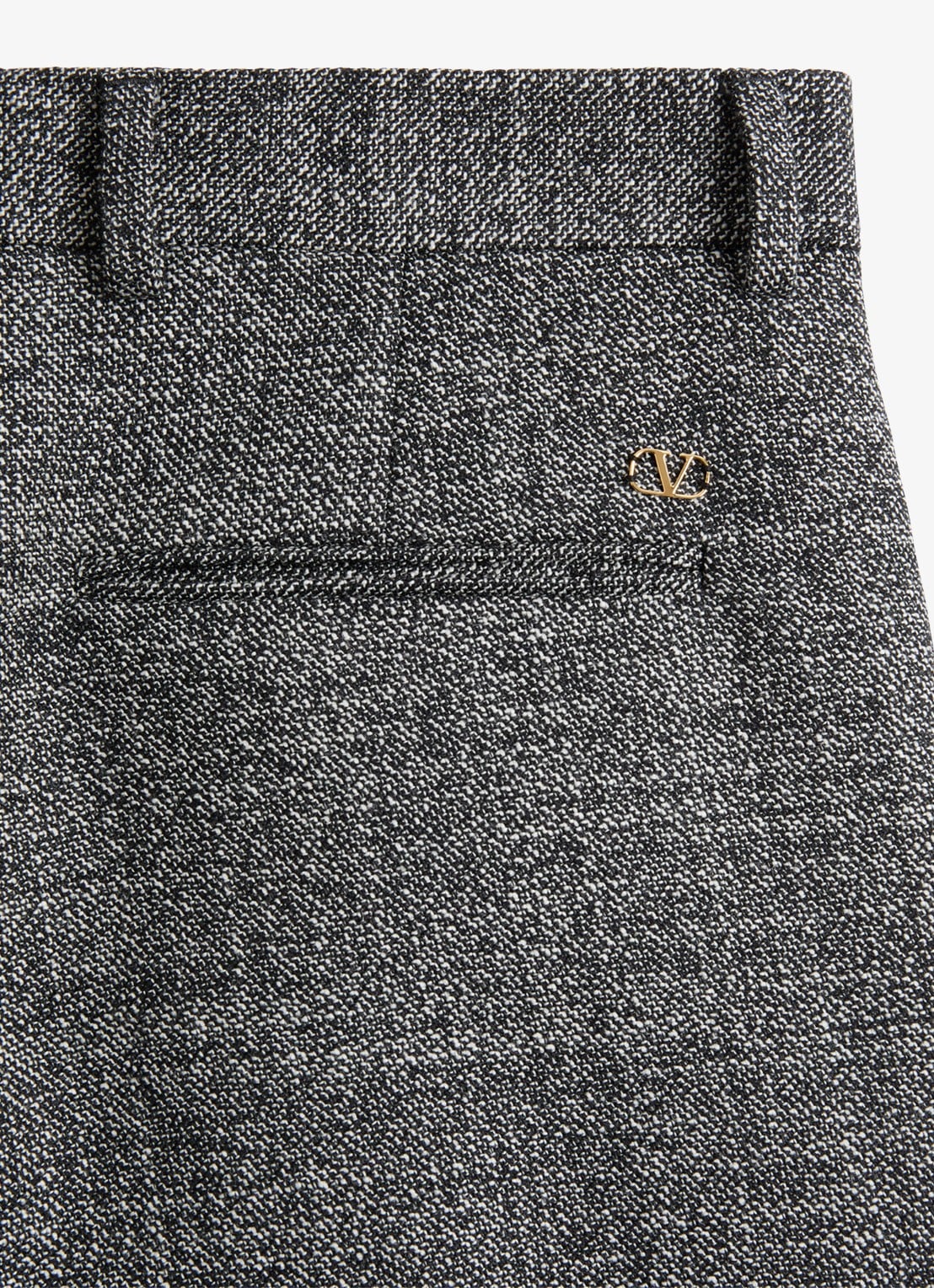 Valentino Garavani Slim fit pantalon van scheerwol met gemêleerd dessin - detail 5 grijsmele