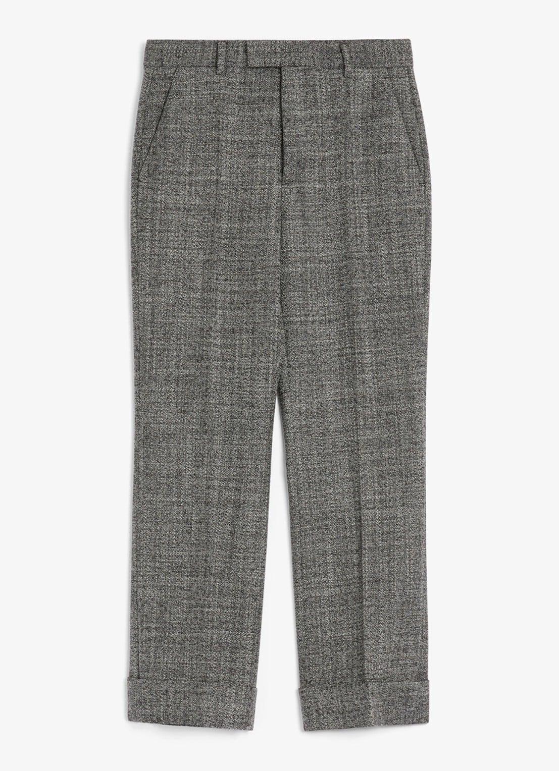 Valentino Garavani Slim fit pantalon van scheerwol met gemêleerd dessin - voorkant grijsmele
