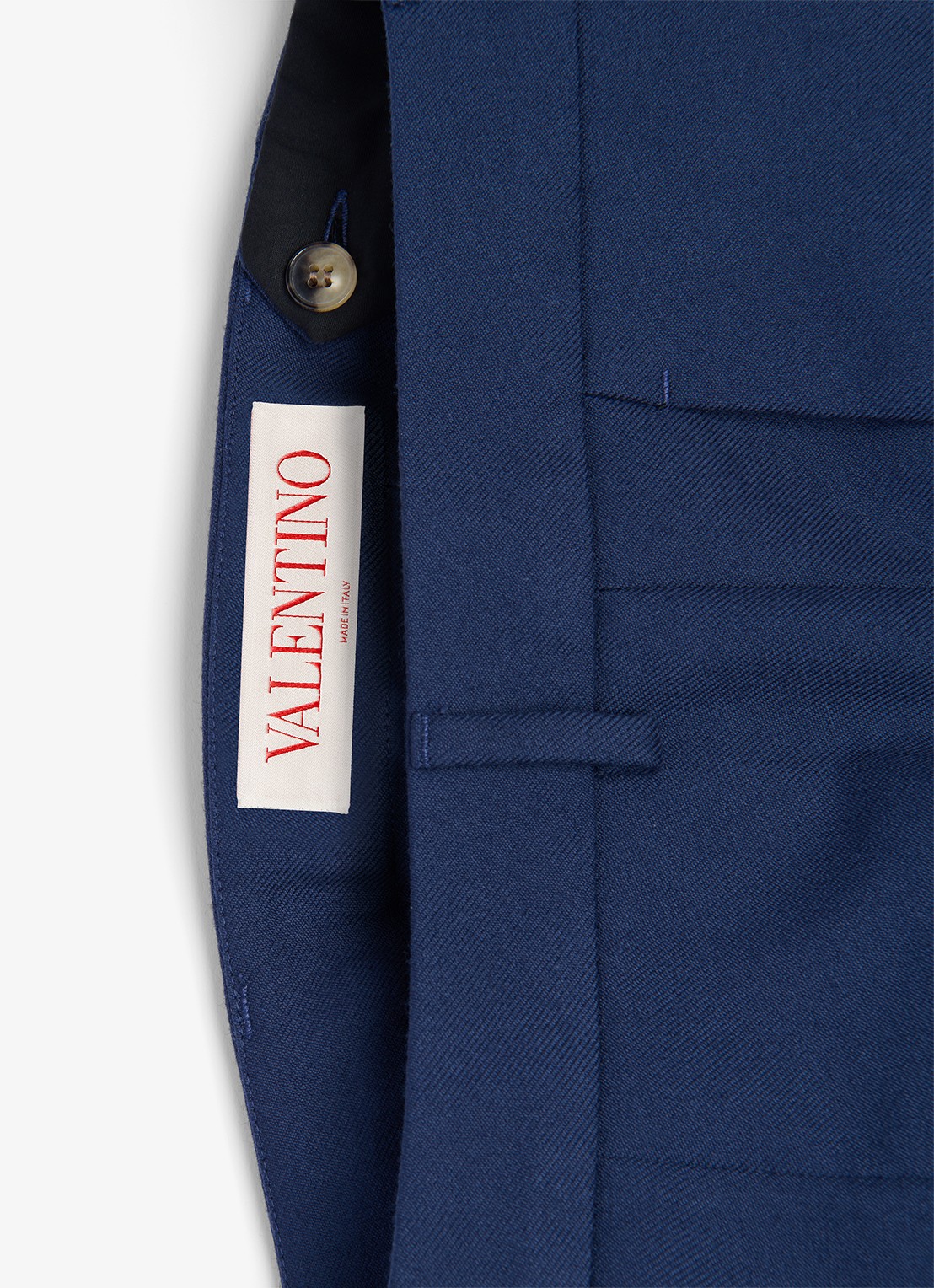 Valentino Garavani Slim fit pantalon van scheerwol met steekzakken - detail 8 donkerblauw