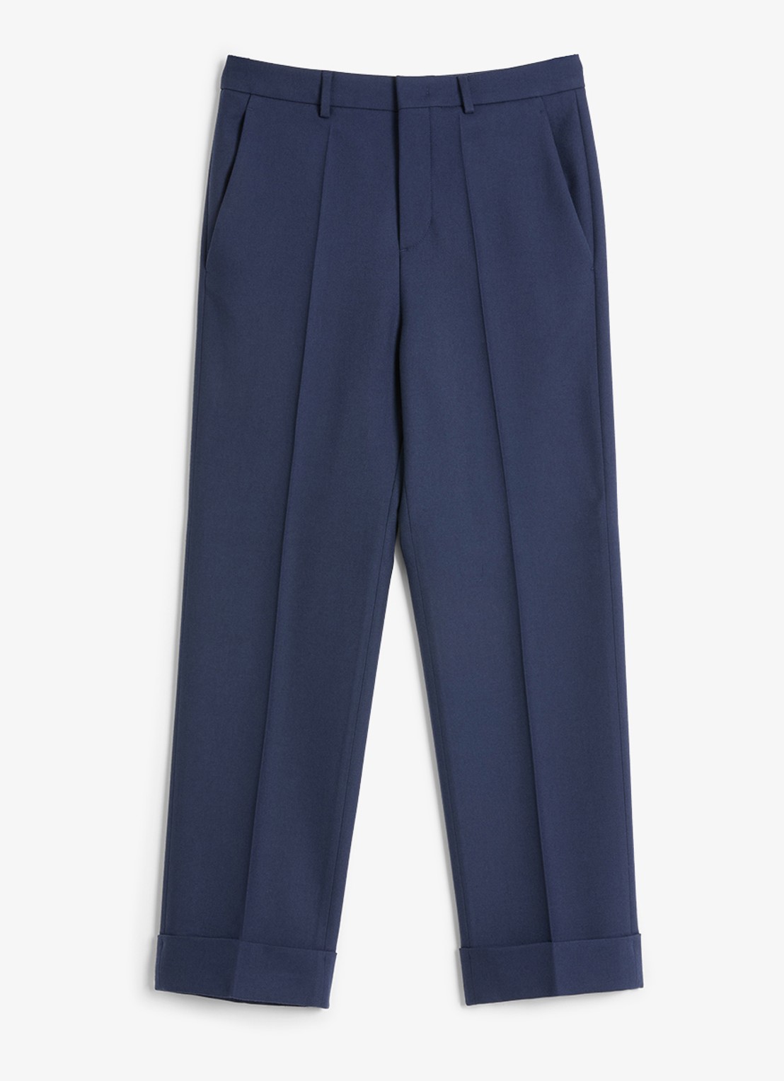 Valentino Garavani Slim fit pantalon van scheerwol met steekzakken - voorkant 2 donkerblauw