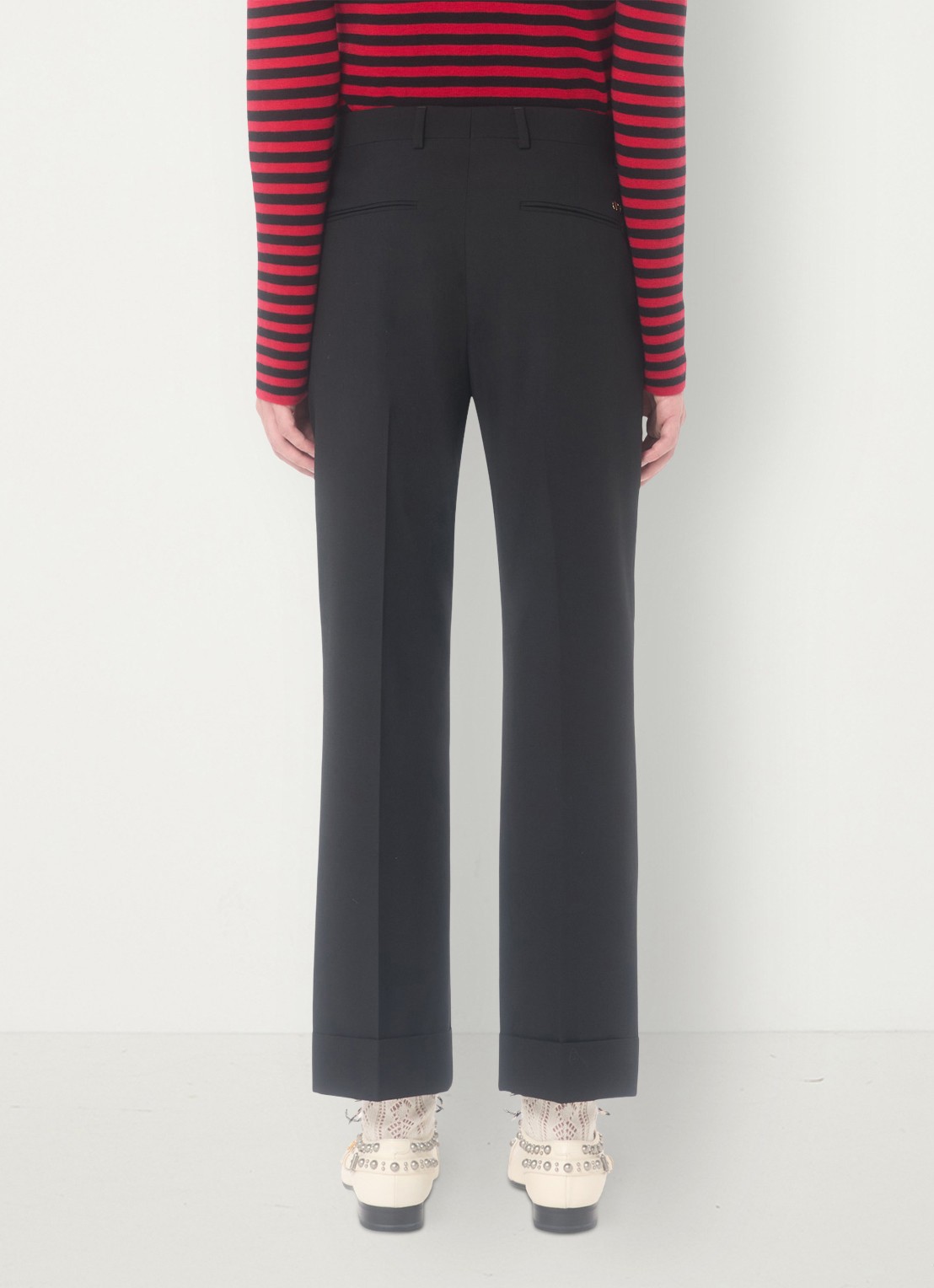 Valentino Garavani Slim fit pantalon van scheerwol - achterkant zwart