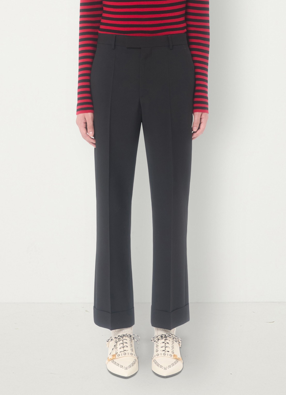 Valentino Garavani Slim fit pantalon van scheerwol - detail 4 zwart