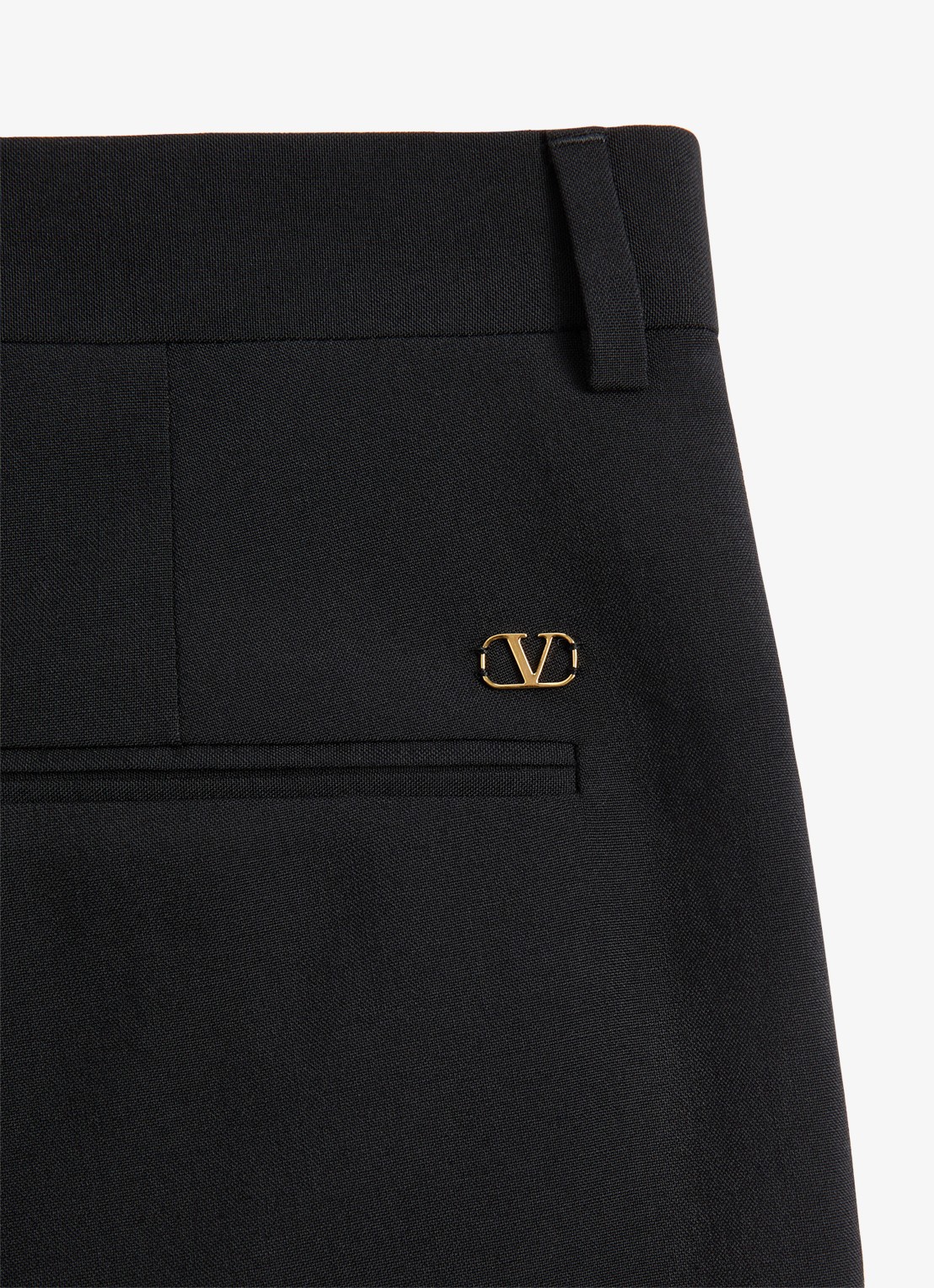 Valentino Garavani Slim fit pantalon van scheerwol - detail 6 zwart