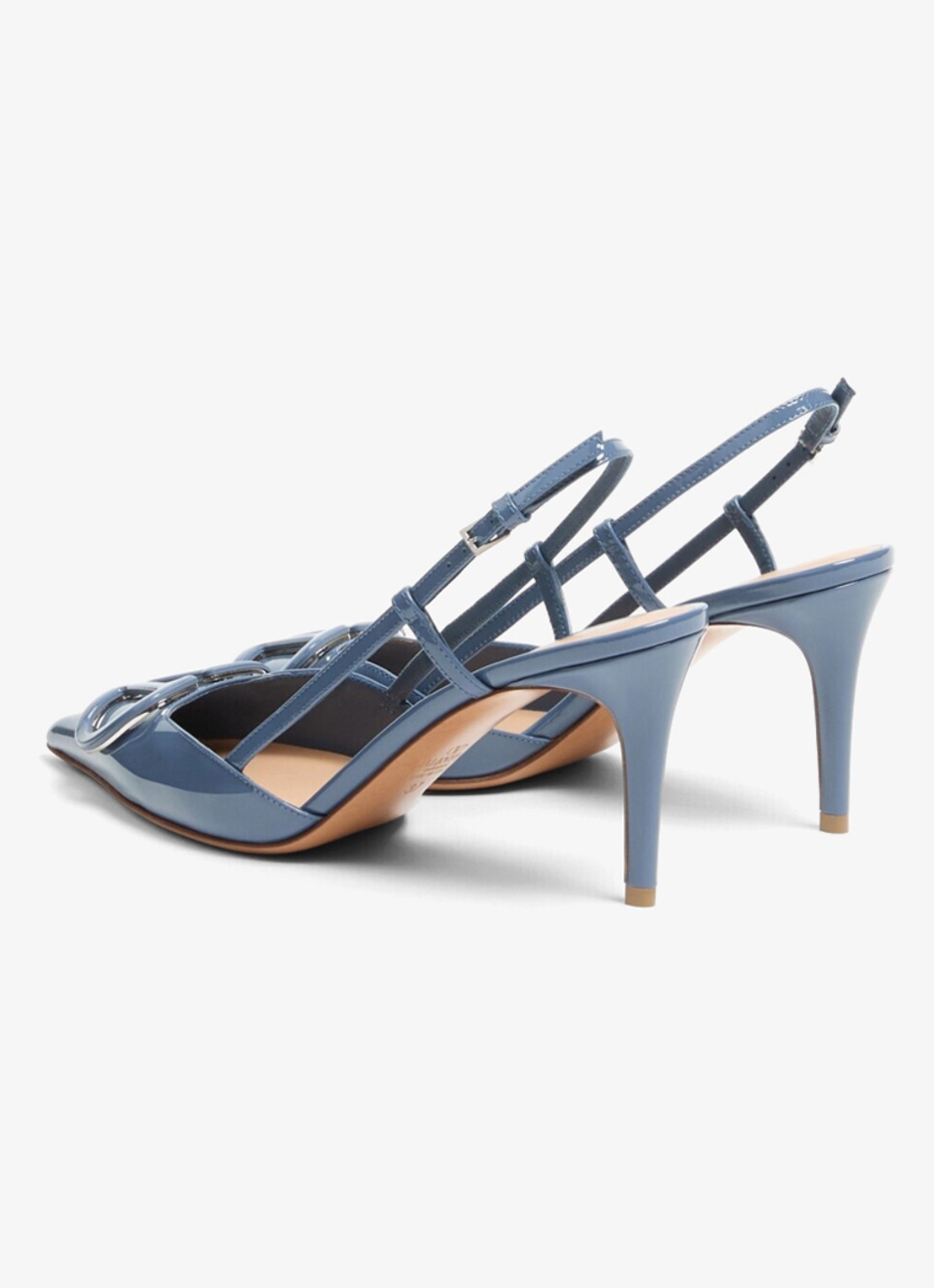 Valentino Garavani Slingback van kalfsleer met lakfinish - achterkant 7 blauw