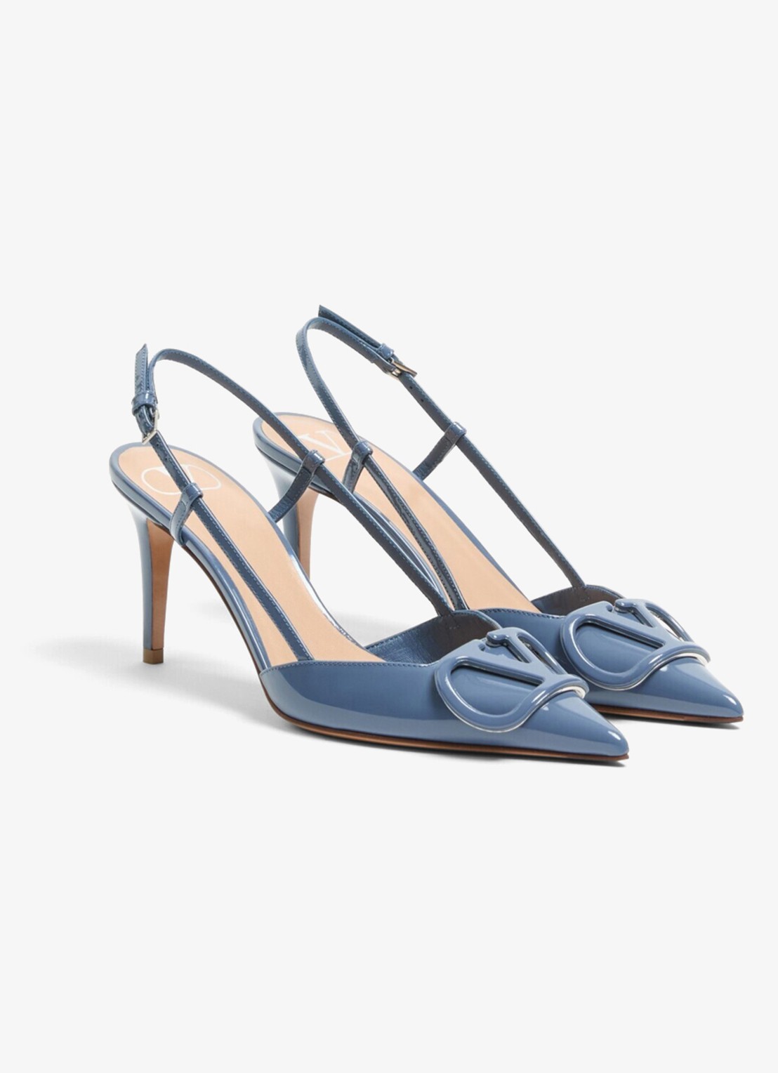Valentino Garavani Slingback van kalfsleer met lakfinish - detail blauw