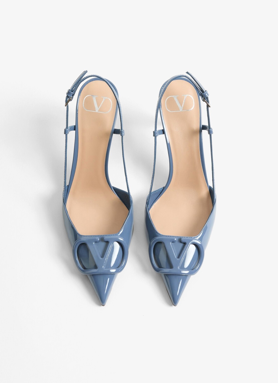 Valentino Garavani Slingback van kalfsleer met lakfinish - detail 2 blauw
