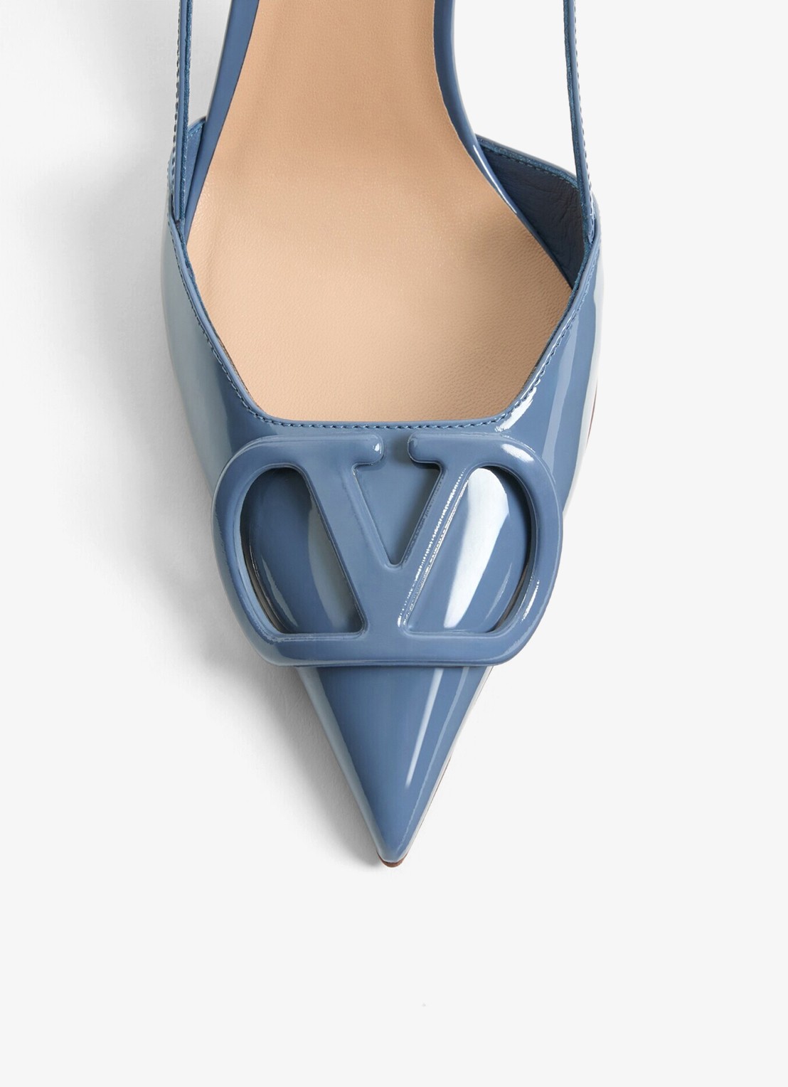 Valentino Garavani Slingback van kalfsleer met lakfinish - detail 3 blauw
