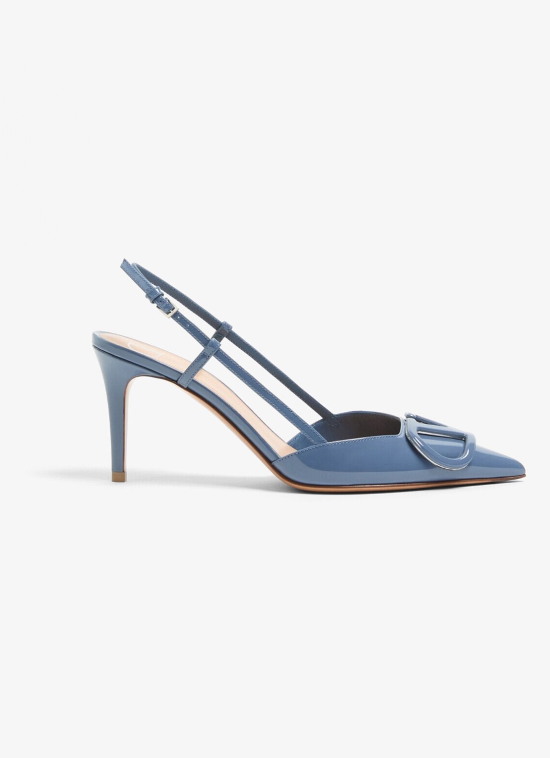 Valentino Garavani Slingback van kalfsleer met lakfinish - voorkant 5 blauw