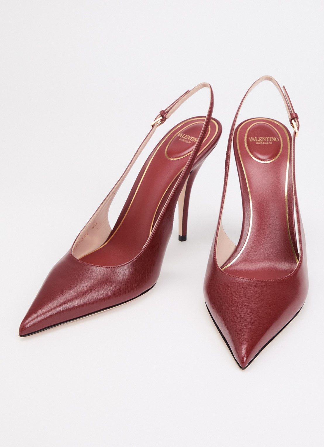 Valentino Garavani Slingback van leer - detail 2 donkerrood
