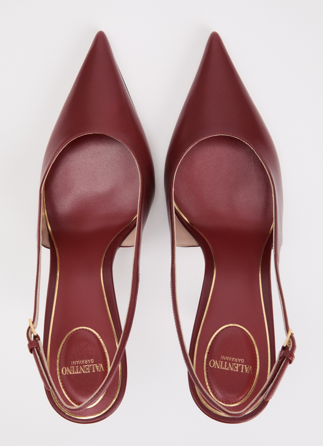 Valentino Garavani Slingback van leer - detail 3 donkerrood