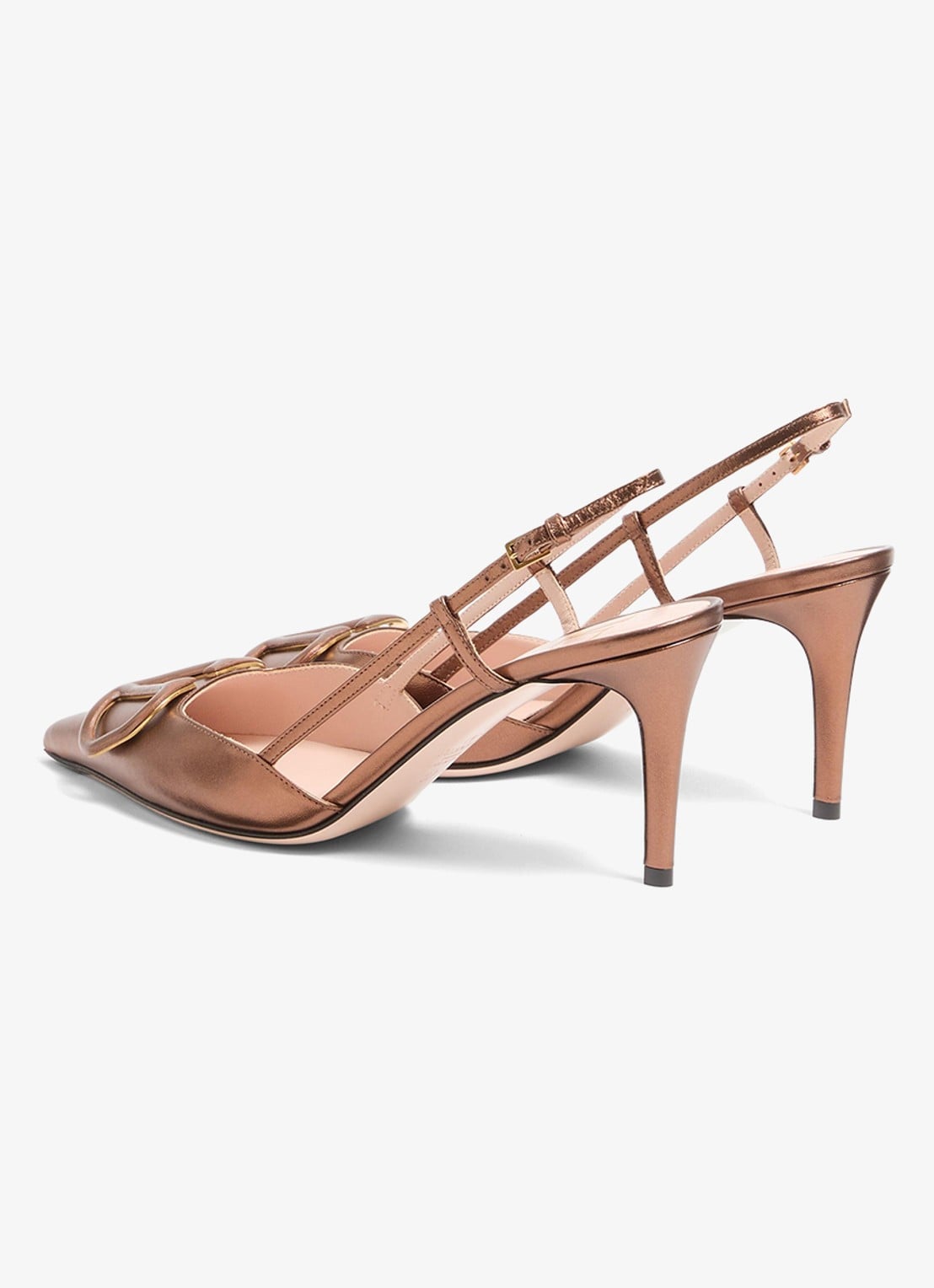 Valentino Garavani Slingback van schapenleer met metallic finish - achterkant 3 metallic