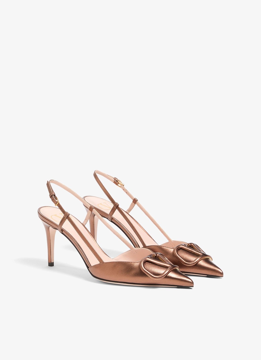 Valentino Garavani Slingback van schapenleer met metallic finish - detail 4 metallic