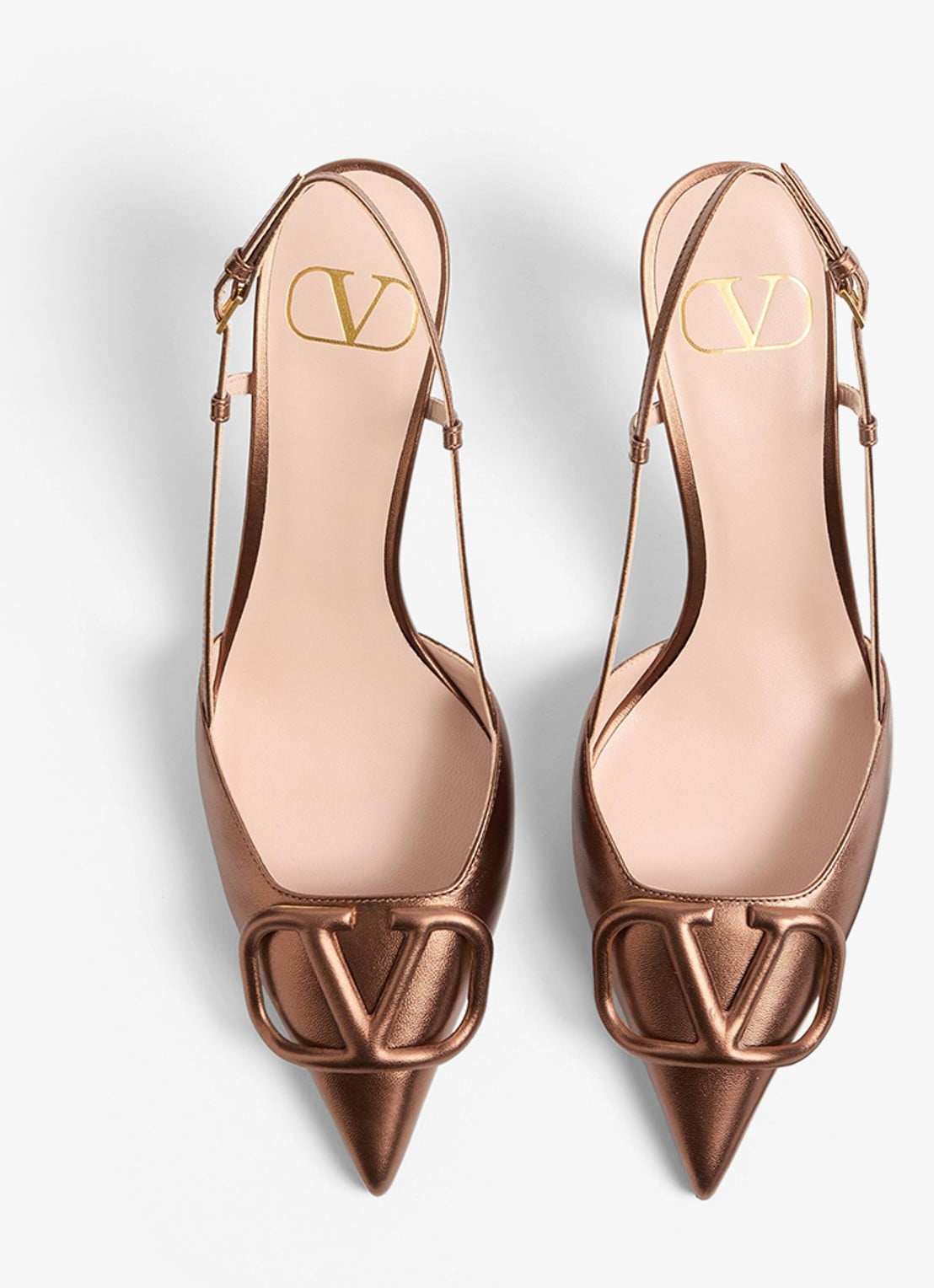 Valentino Garavani Slingback van schapenleer met metallic finish - detail 5 metallic
