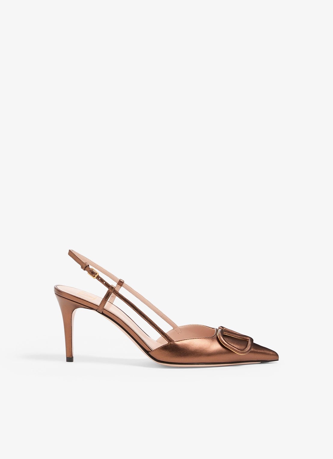 Valentino Garavani Slingback van schapenleer met metallic finish - voorkant metallic