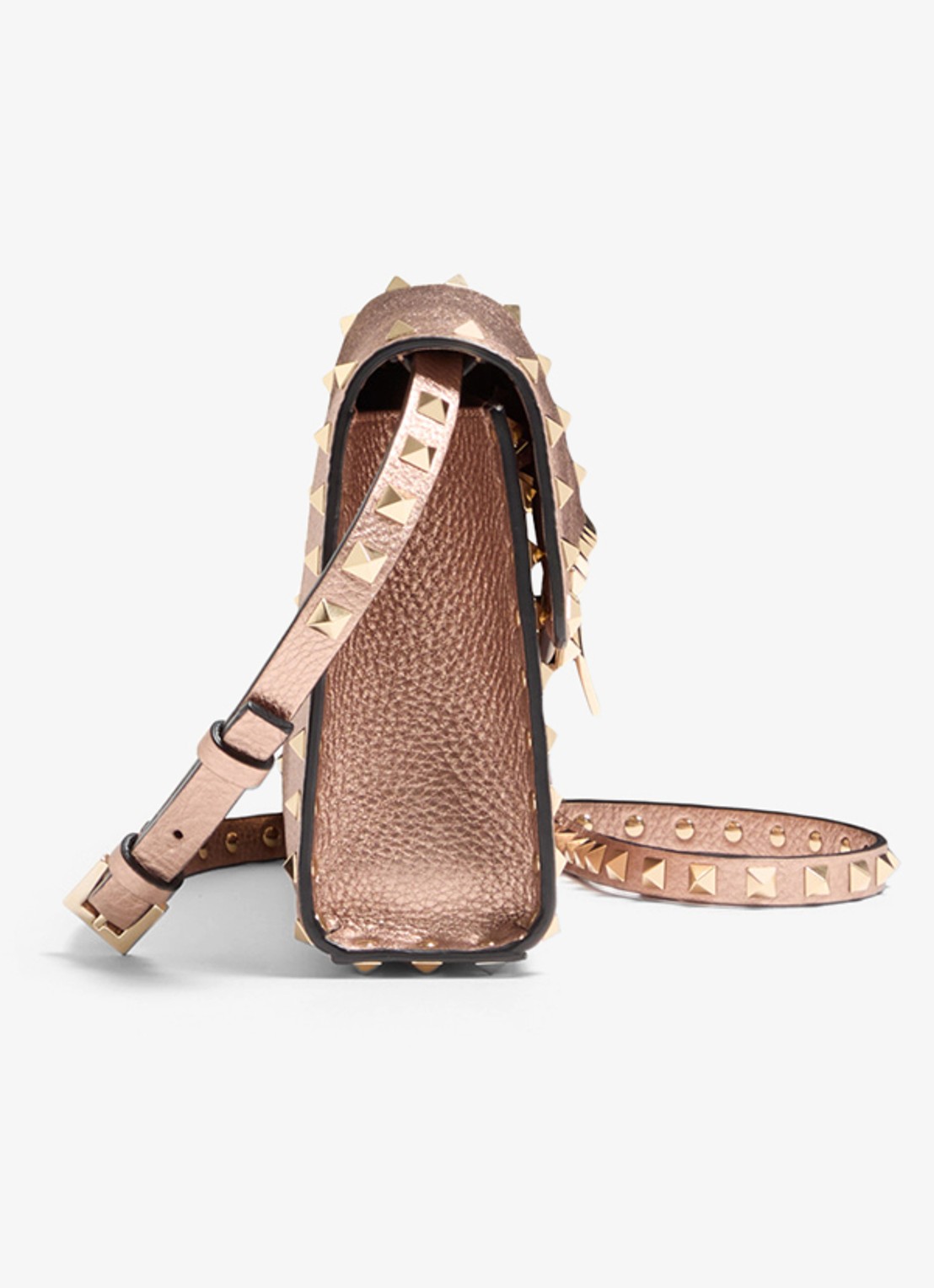 Valentino Garavani Small crossbodytas van kalfsleer met metallic finish en studs - detail 3 roze