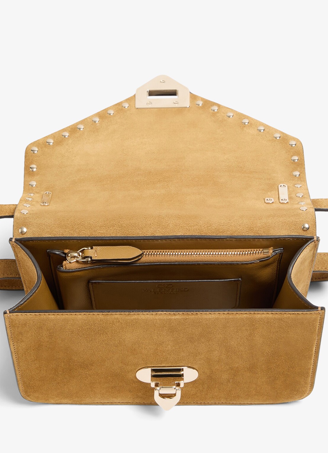 Valentino Garavani Small crossbodytas van lamssuède - detail 4 camel