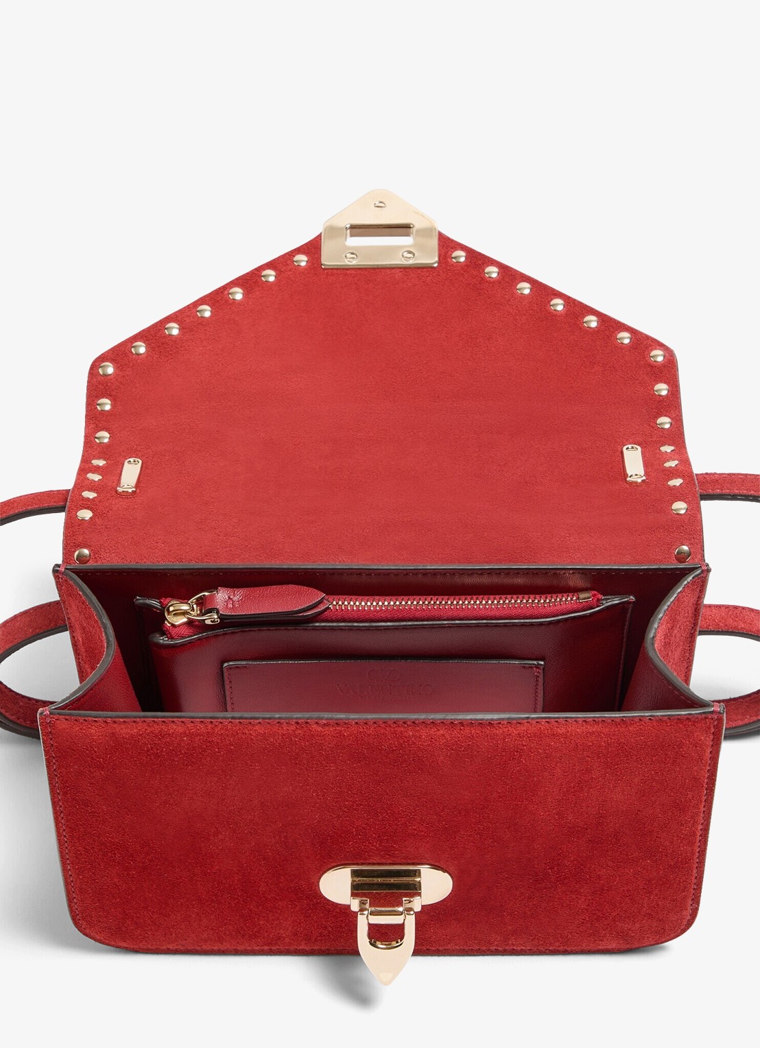 Valentino Garavani Small crossbodytas van lamssuède - detail 4 rood