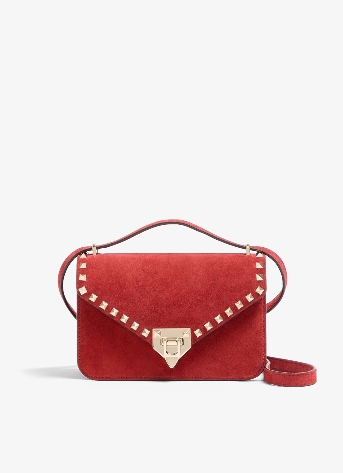 Valentino Garavani Small crossbodytas van lamssuède - voorkant rood