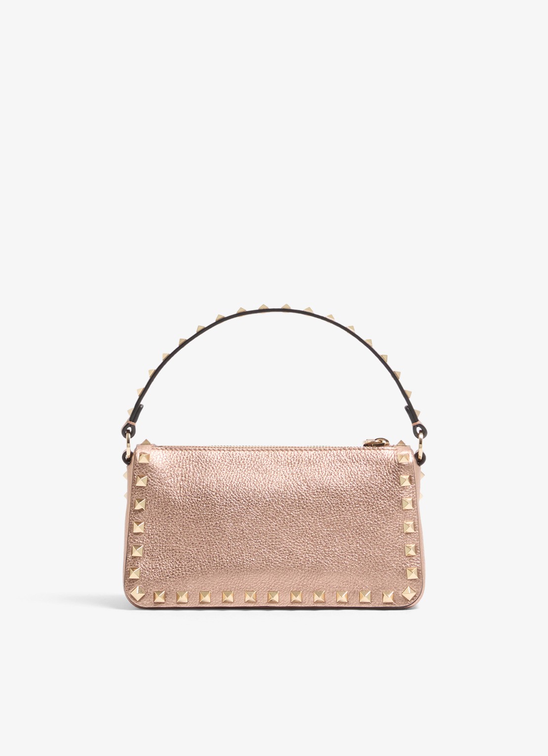 Valentino Garavani Small handtas van kalfsleer met metallic finish en studs - achterkant roze