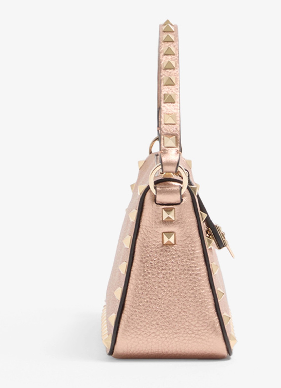 Valentino Garavani Small handtas van kalfsleer met metallic finish en studs - detail 2 roze