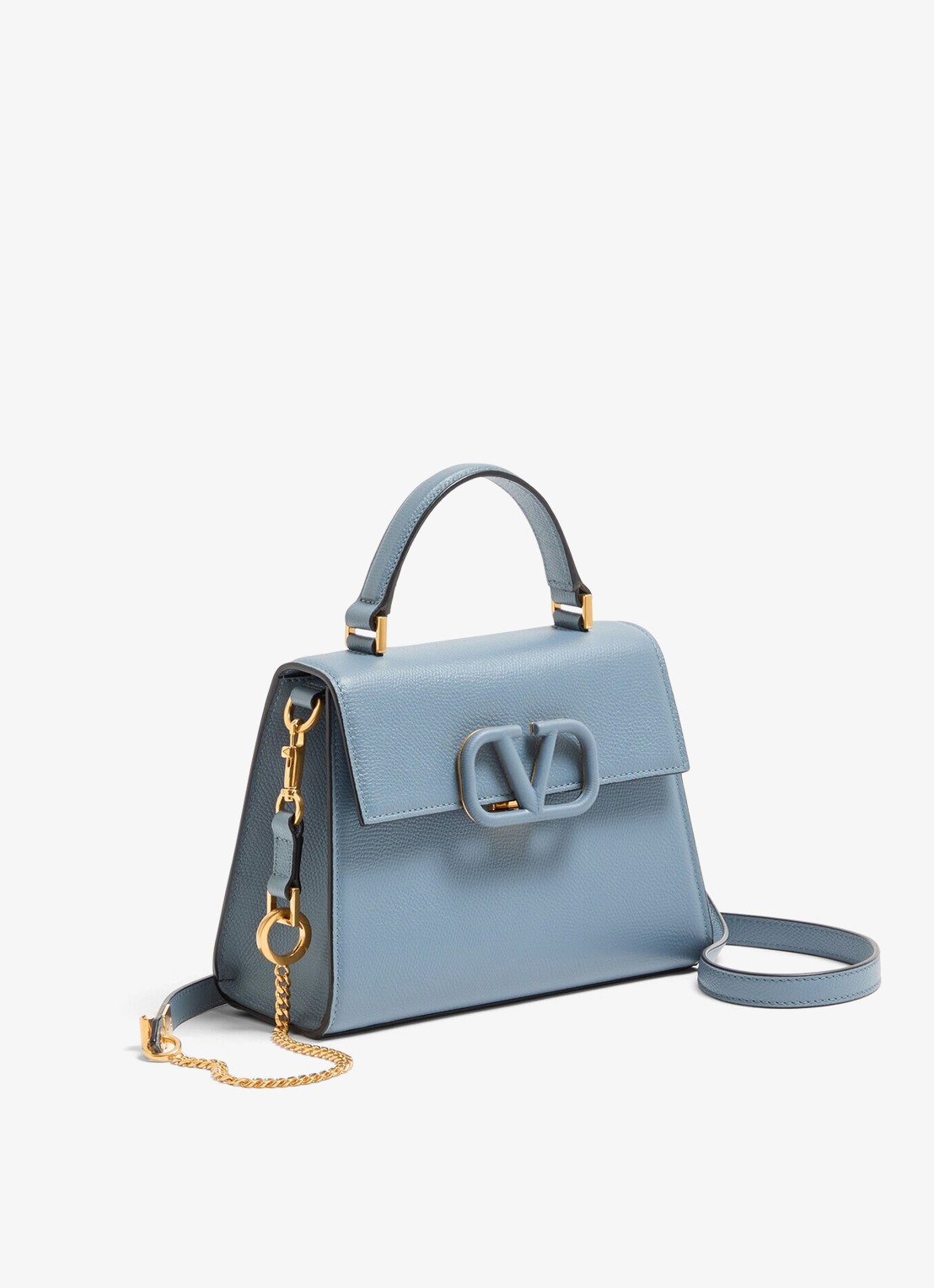 Valentino Garavani Small handtas van kalfsleer - detail blauwgrijs