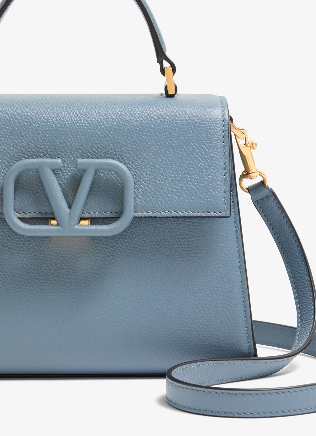 Valentino Garavani Small handtas van kalfsleer - detail 3 blauwgrijs