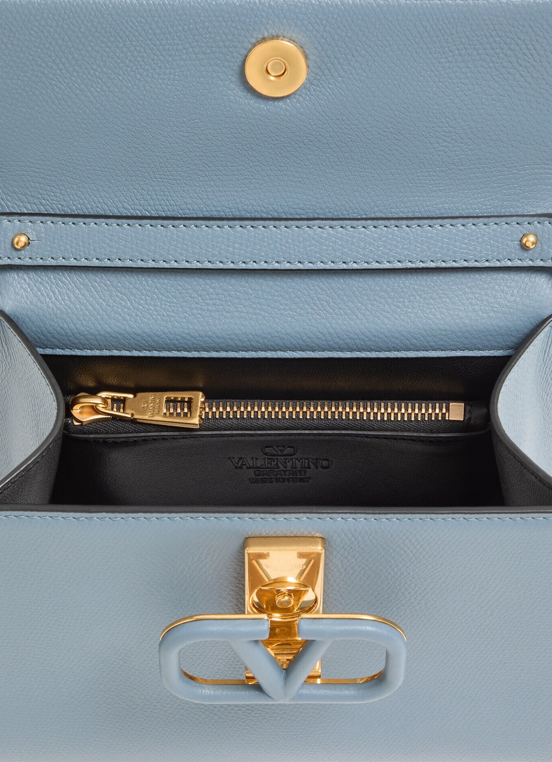 Valentino Garavani Small handtas van kalfsleer - detail 4 blauwgrijs