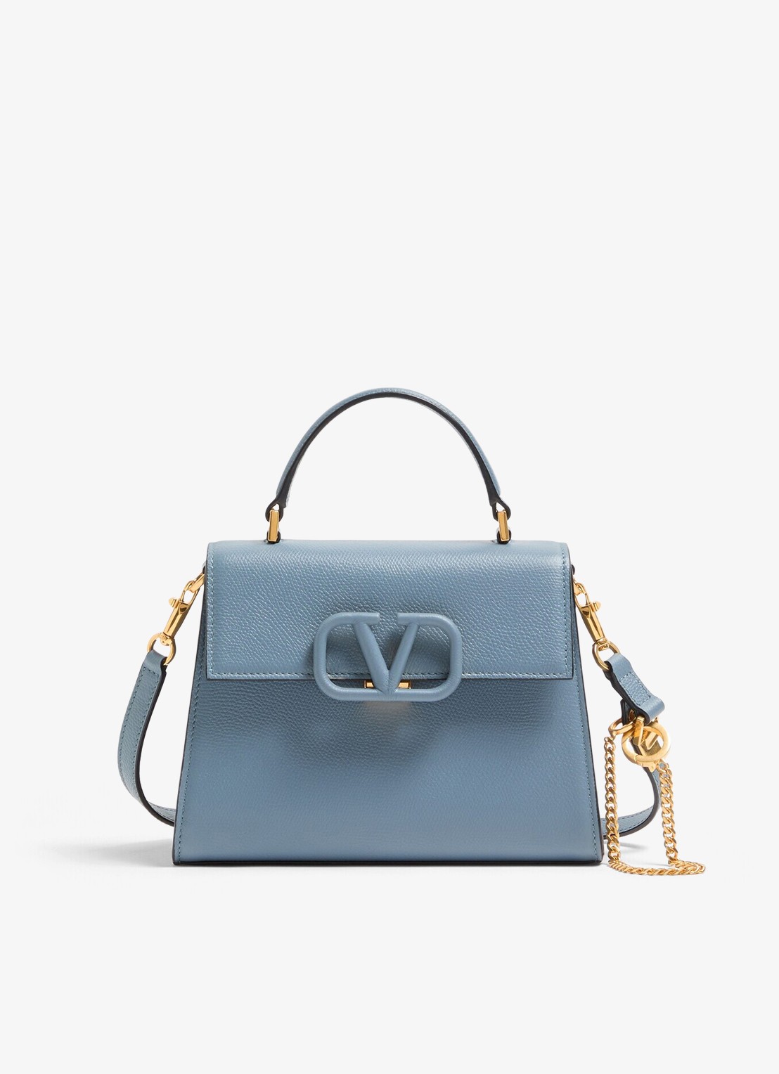 Valentino Garavani Small handtas van kalfsleer - voorkant 7 blauwgrijs