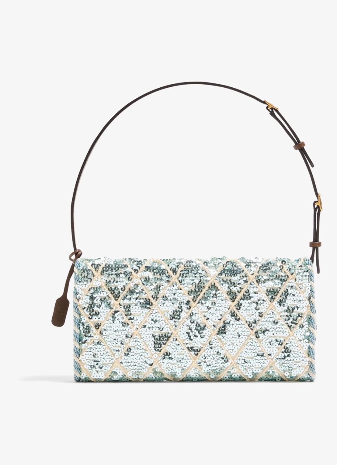Valentino Garavani Small schoudertas met pailletten en leren details - achterkant blauw