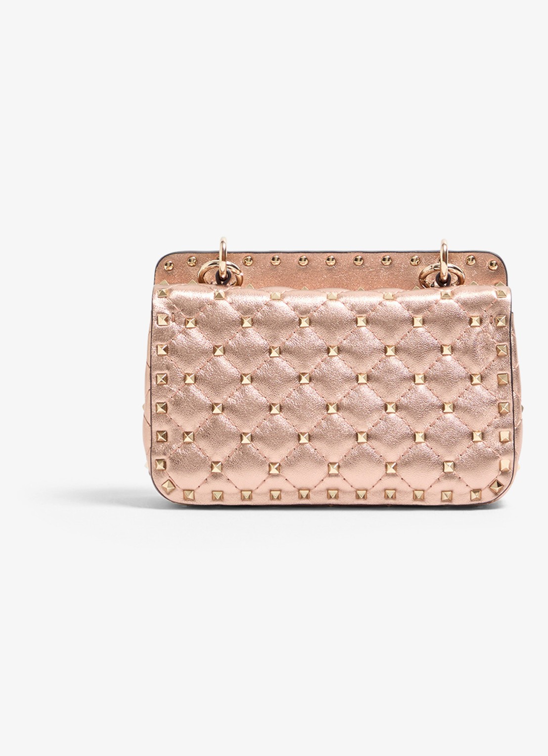 Valentino Garavani Small schoudertas van lamsleer met metallic finish - achterkant oudroze