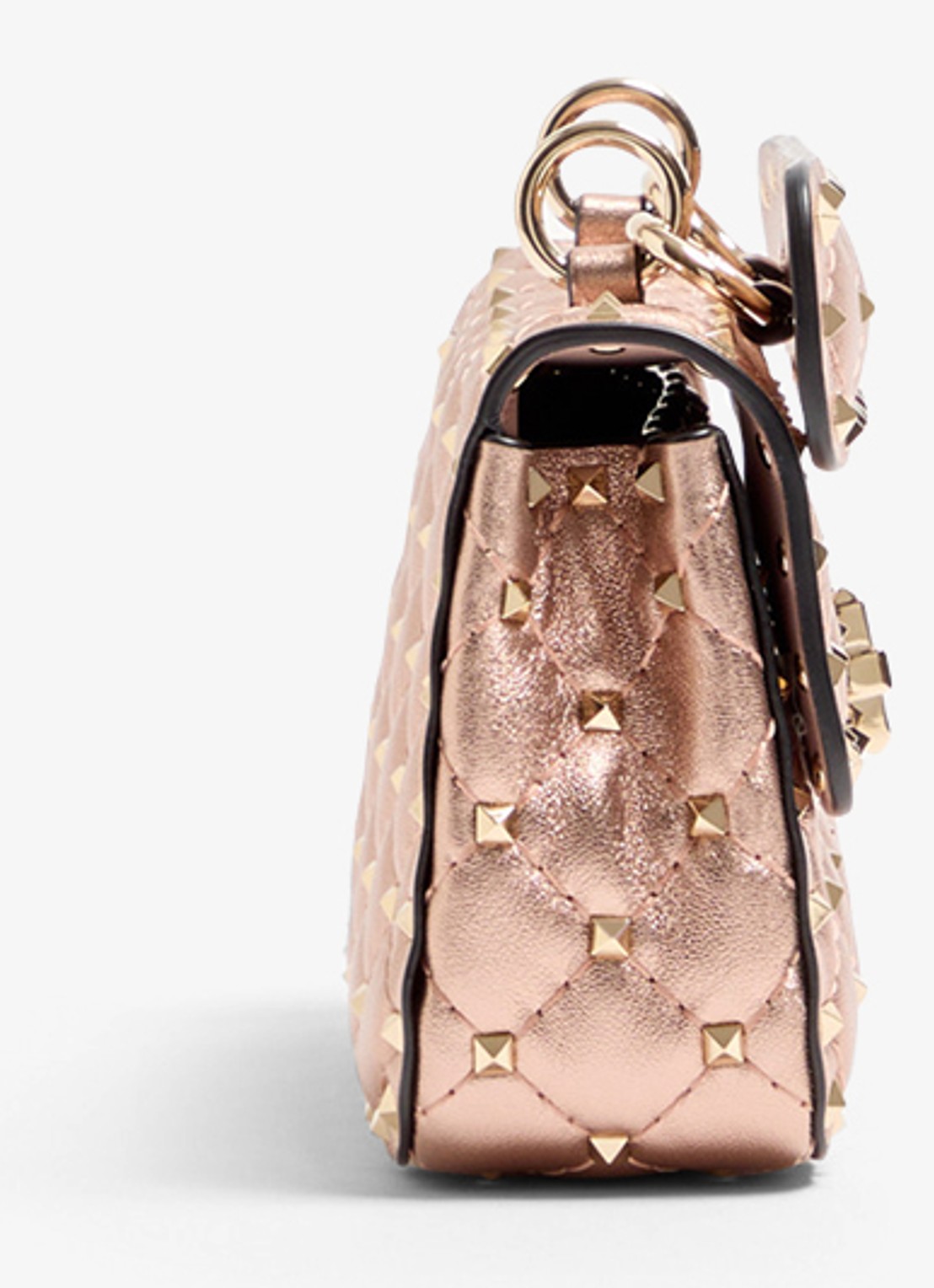 Valentino Garavani Small schoudertas van lamsleer met metallic finish - detail 2 oudroze
