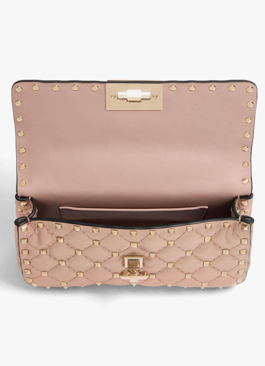 Valentino Garavani Small schoudertas van lamsleer met metallic finish - detail 3 oudroze