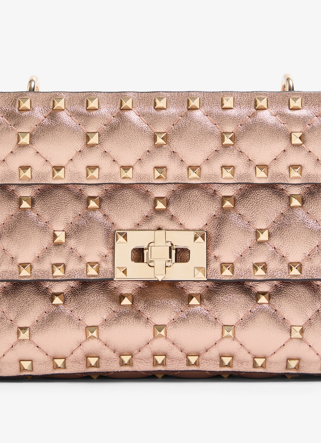 Valentino Garavani Small schoudertas van lamsleer met metallic finish - detail 4 oudroze