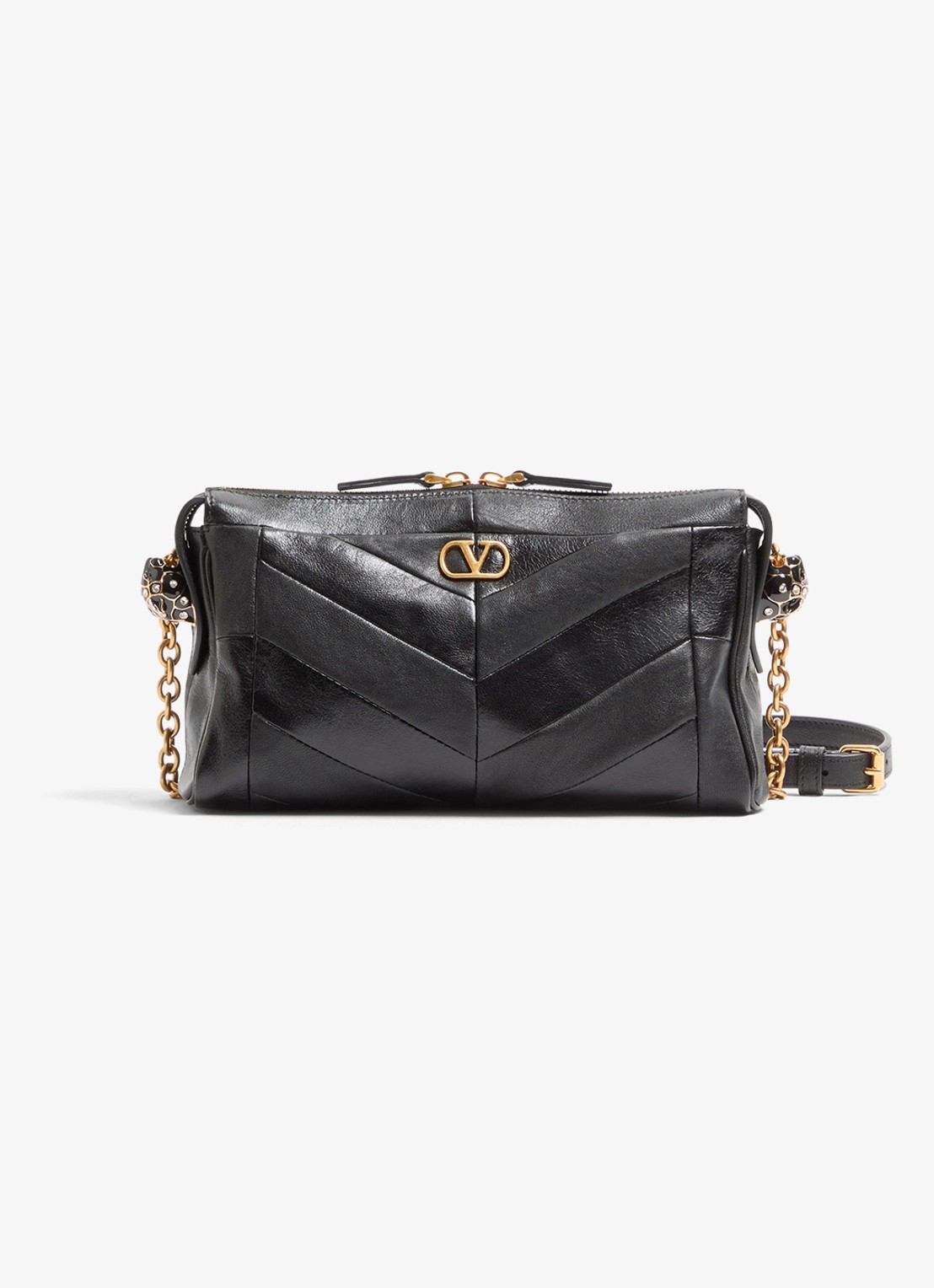 Valentino Garavani Small schoudertas van lamsleer - voorkant 5 zwart